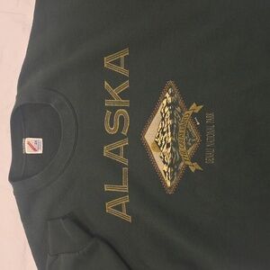 Jerzees Vintage Sweatshirt Green Alaska Denali National Park Screen Print 2X